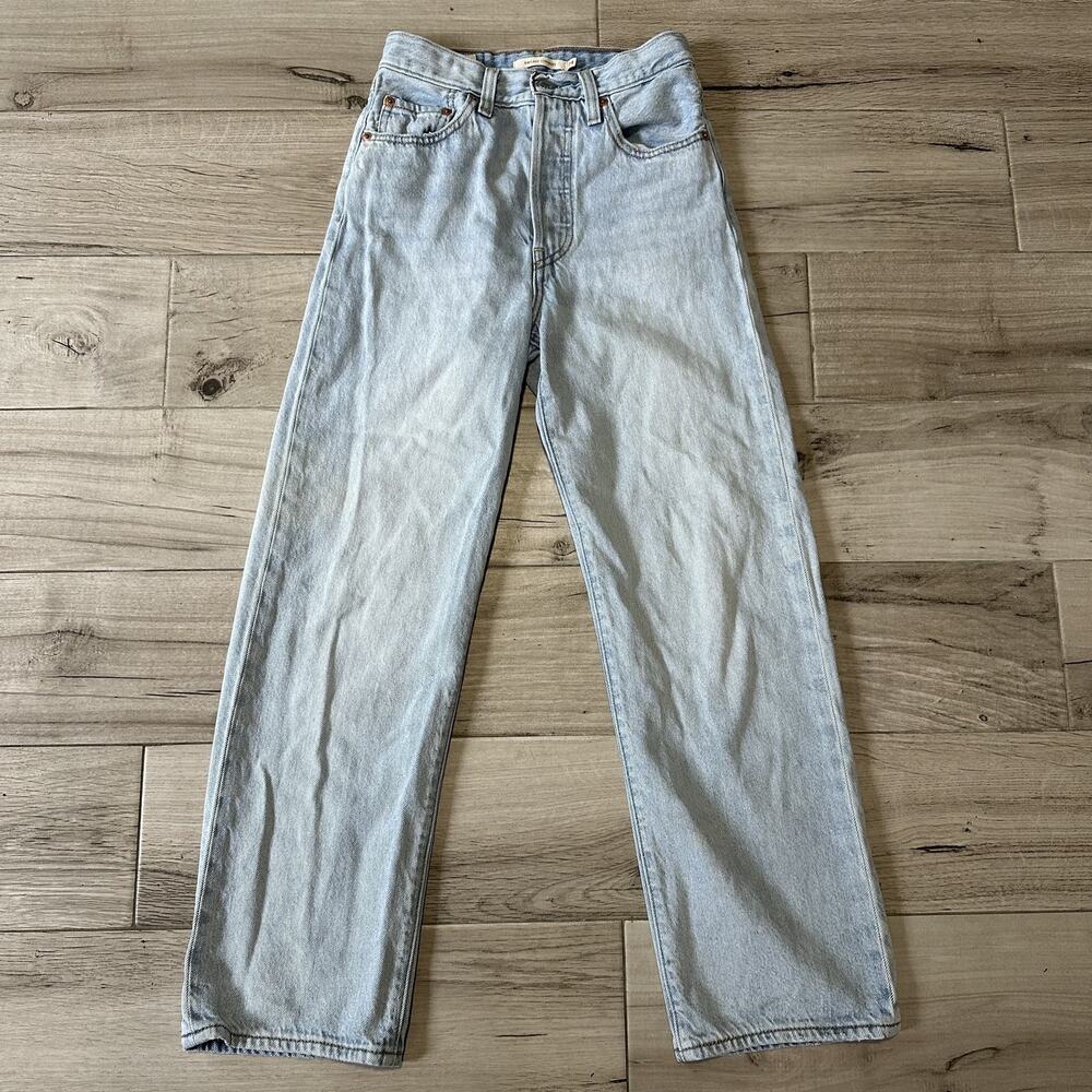 Levis Ribcage Straight Jeans Womens 24x27 High Rise Button Fly Denim Pants